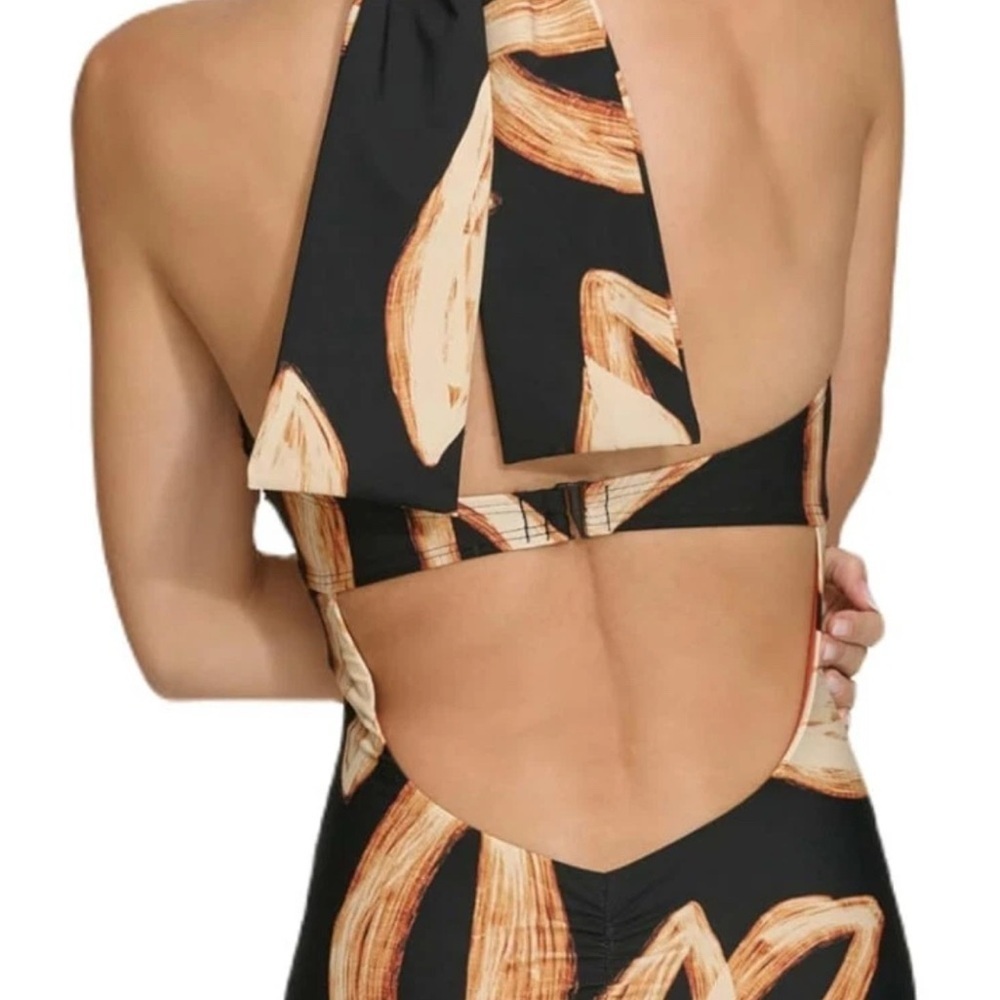 DKNY Black and Tan One Piece Swimsuit - Picture 3 of 11